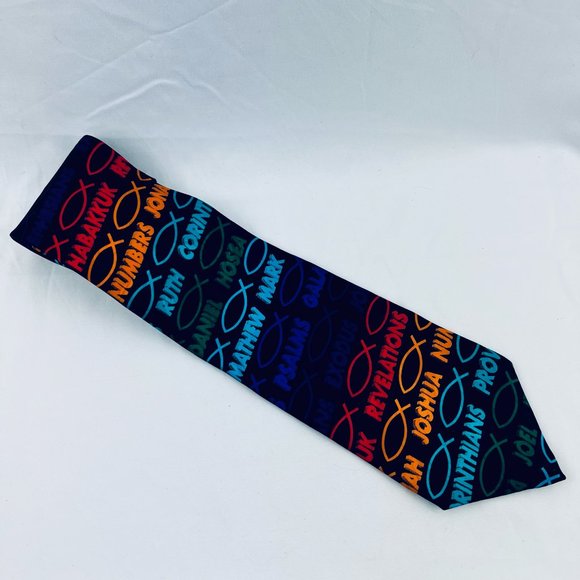 Ralph Marlin Vintage 1998 Tie Books of the Bible Stripe 58" RM Style 100% Silk - Picture 2 of 9